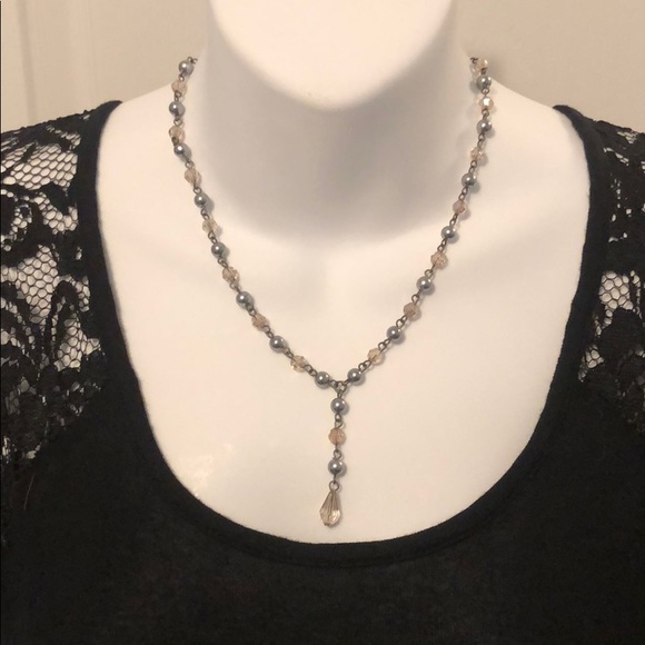 NWOT Pink and Hematite Y Necklace - Picture 2 of 5